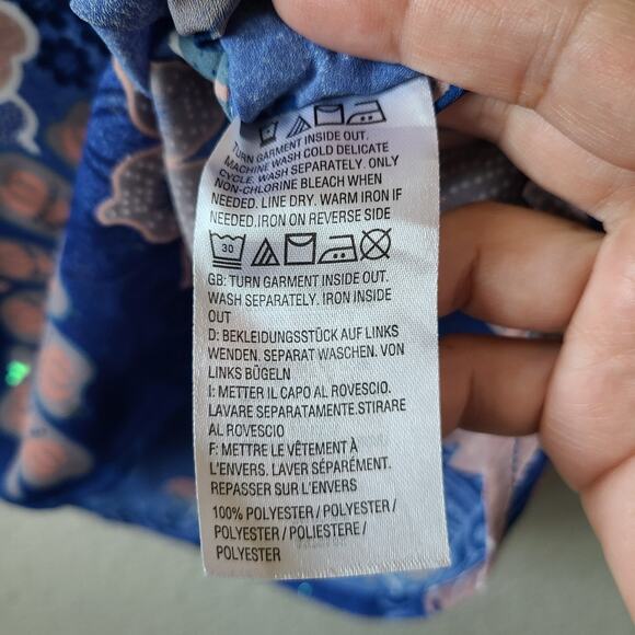 Bob Mackie Wearable Art Sheer Poncho‎ Top XS Women Sequin Blue Floral Fairy - Picture 7 of 10